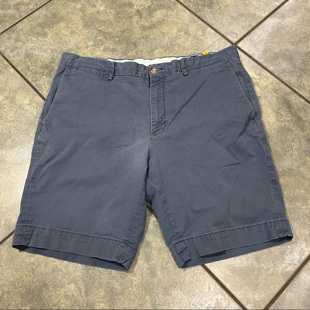 Polo Ralph Lauren Chino Khaki Gray Blue Shorts 36 Slim Stretch Casual Preppy EUC